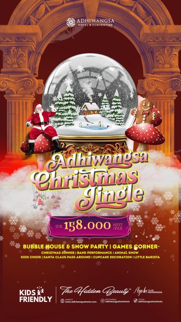 Adhiwangsa Christmas Jingle is here to bring you festive vibes, joyful moments, and unforgettable family fun!🎅🏼🎄

🎁 24 December 2025 | Starts at 6.00 PM
💸 Only IDR 158,000 nett/pax
🔥 Buy 4 Get 5 before December 20!

📞 Fast response: 0271 7464999
📱 WhatsApp: 087777014999
🌐 www.adhiwangsahotel.com

#christmas #adhiwangsahotelsolo #kidsfriendlyhotel #hotelsolo #ramahanak