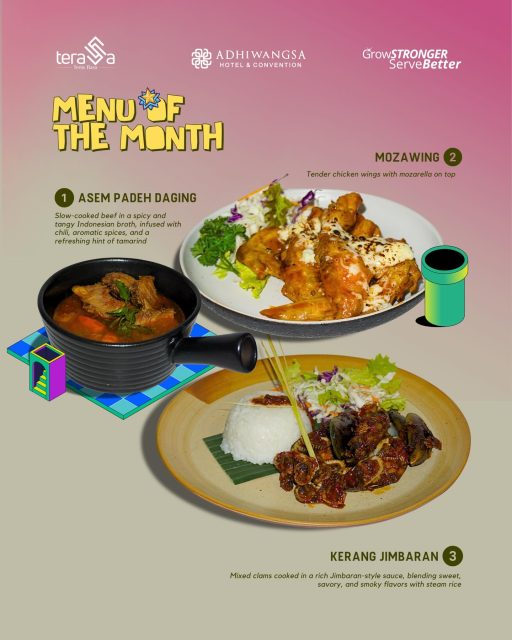 🍽️ MENU OF THE MONTH IS HERE!
Comfort food with bold flavors, Fresh, playful, and full of tropical vibes are ready to brighten your day specially crafted for your perfect dining moment at Adhiwangsa Hotel & Convention Solo ✨

📲 Reservation via :
📞 Fast response: 0271 7464999
📱 WhatsApp: 0877 7701 4999
🌐 www.adhiwangsahotels.com
#adhiwangsahotel #dinner #finedining #promo